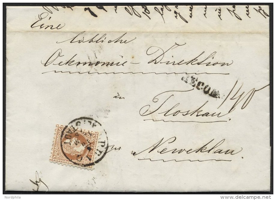 STERREICH 39IIc BRIEF, 1875, 15 Kr. R&ouml;tlichbraun, Feiner Druck, Auf Reco-Brief Von PRAG Nach Neweklau, Pracht - Gebraucht