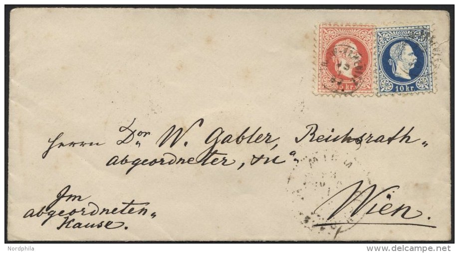 STERREICH 37/8II BRIEF, 1883, 5 Kr. Rot Und 10 Kr. Blau, Feiner Druck, Mit FingerhutstempelnTRHOW-KAMENITZ, U.a. R&uuml; - Used Stamps
