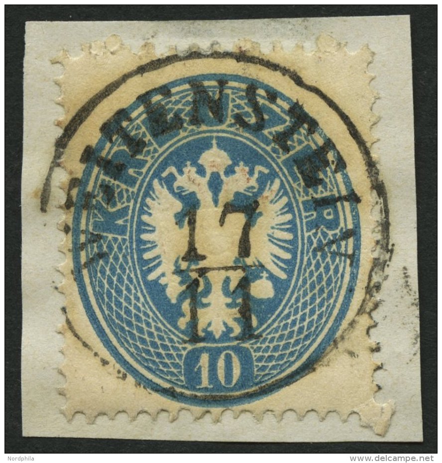 STERREICH 27 BrfStk, 1863, 10 Kr. Blau, Zentrischer K1 WEITENSTEIN, Prachtbriefst&uuml;ck - Sonstige & Ohne Zuordnung