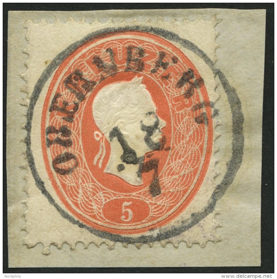 STERREICH 20 BrfStk, 1860, 5 Kr. Rot, K1 OBERNBERG, Kabinettbriefst&uuml;ck - Other & Unclassified