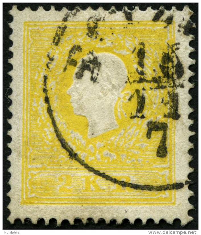 STERREICH 10Ia O, 1858, 2 Kr. Gelb, Type I, Pracht, Mi. 500.- - Used Stamps