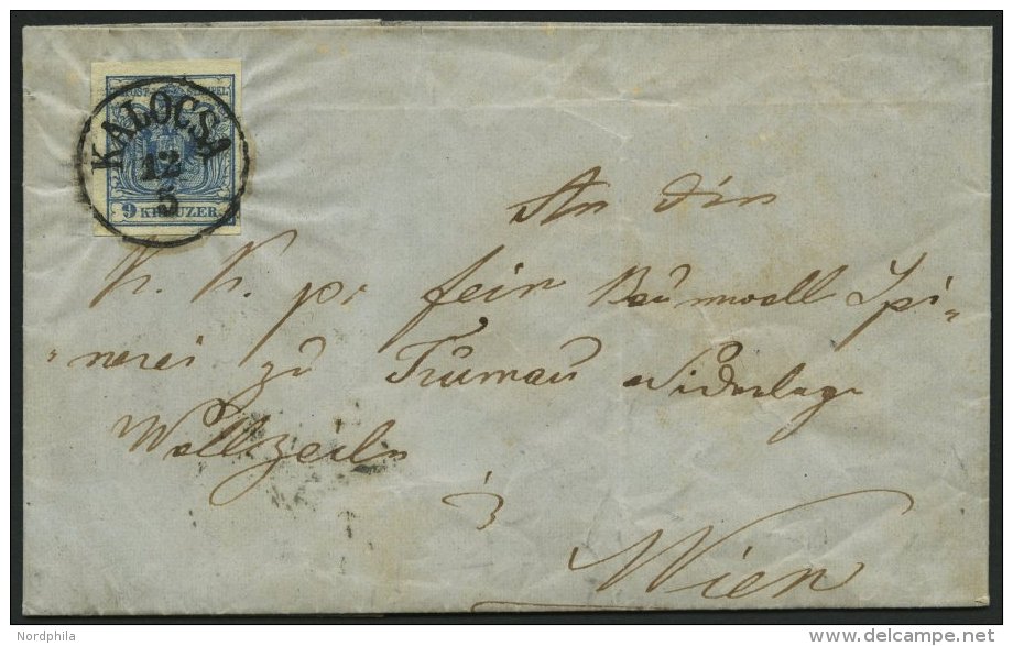 STERREICH 5X BRIEF, 1854, 9 Kr. Blau, Handpapier, Type IIIb, Mit Idealem Ungarischen K1 KALOCSA Auf Brief Nach Wien, Pra - Other & Unclassified