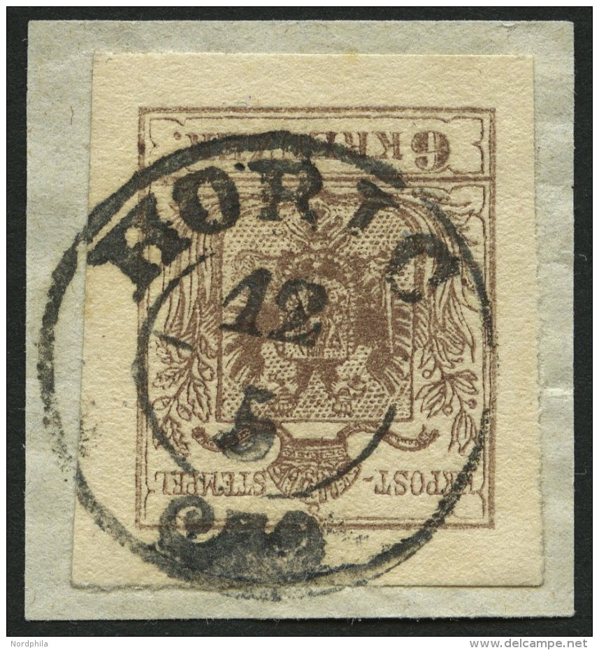 STERREICH 4Y BrfStk, 1854, 6 Kr. Braun, Maschinenpapier, K2 HORIC, Allseits Riesenrandig, Kabinettbriefst&uuml;ck - Other & Unclassified