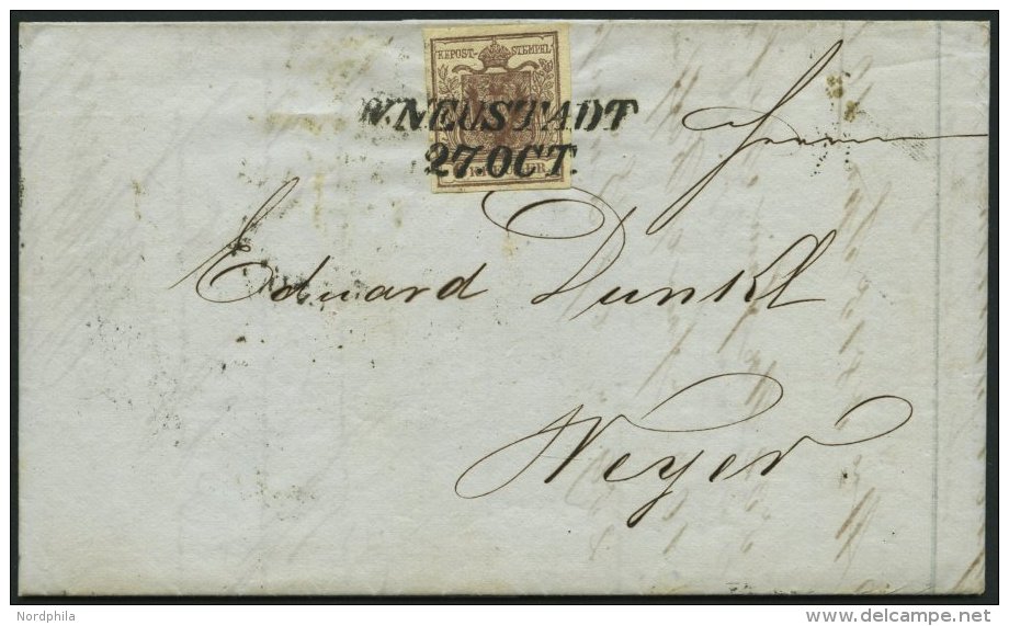 STERREICH 4X BRIEF, 1851, 6 Kr. Braun, Handpapier, Type I, L2 W. NEUSTADT, Prachtbrief Nach Weyer - Other & Unclassified