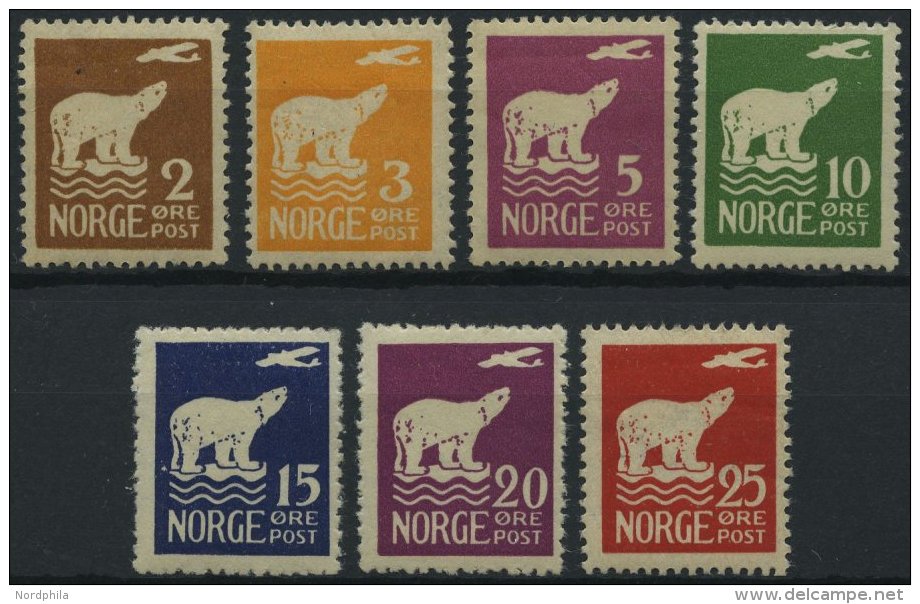 NORWEGEN 109-15 *, 1925, Polarflug, Falzreste, Prachtsatz - Other & Unclassified