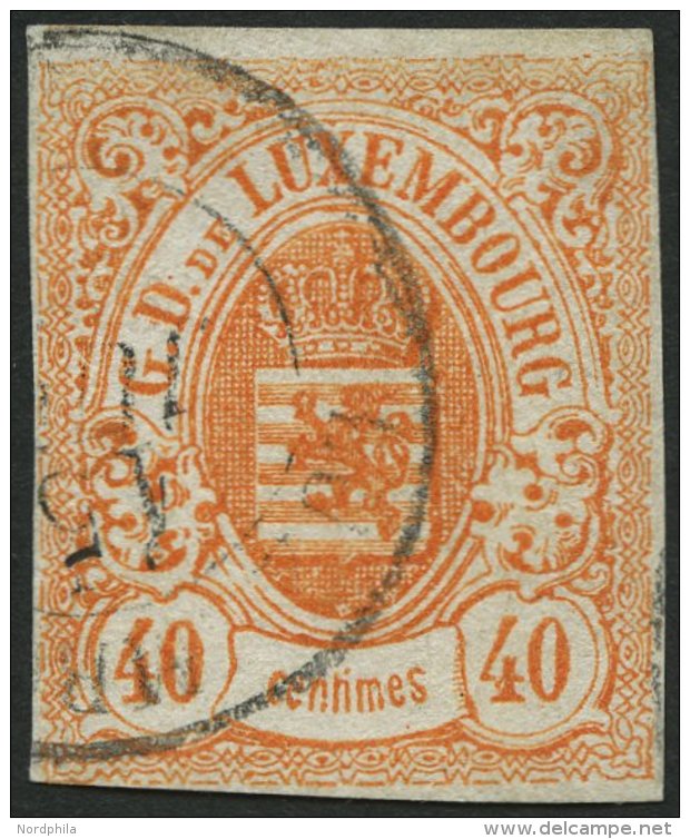 LUXEMBURG 11 O, 1859, 40 C. Rotorange, Bis Auf Eine Ecke Voll-breitrandig, Pracht, Gepr. Drahn, Mi. 300.- - Officials