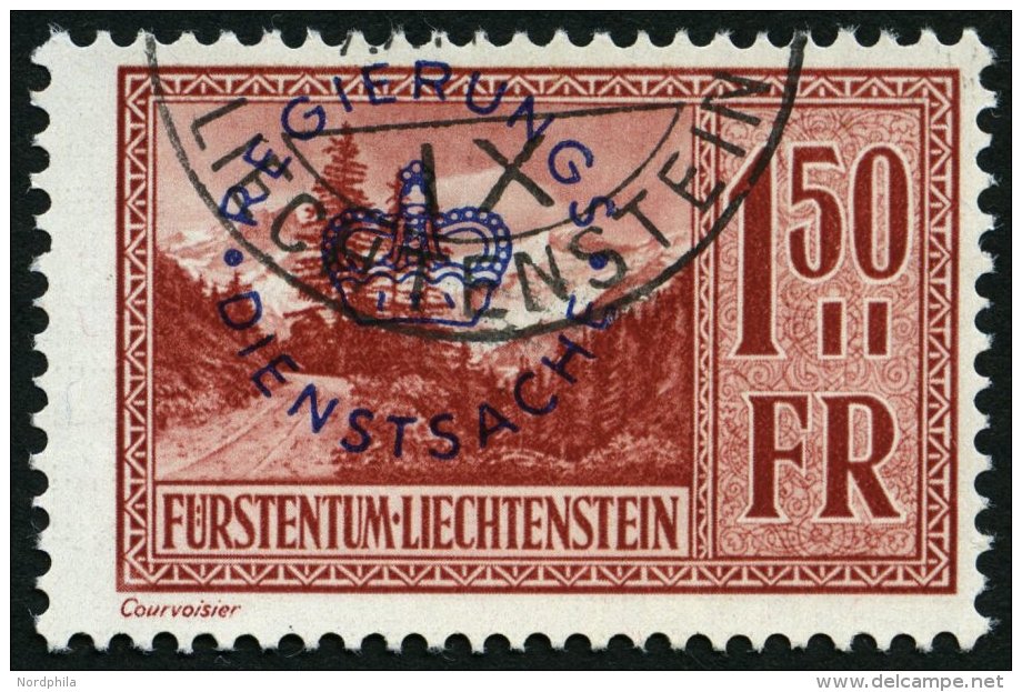 DIENSTMARKEN D 19 O, 1935, 1.50 Fr. Val&uuml;na, Pracht, Mi. 300.- - Official