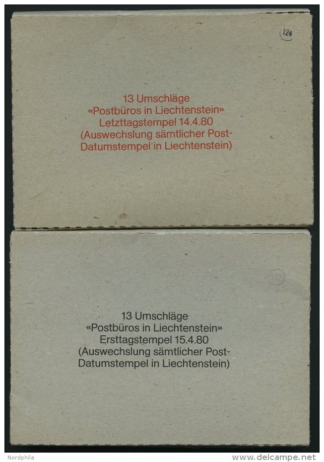 LIECHTENSTEIN 694-705 BRIEF, 1980, Geb&auml;ude, Je Komplett Auf 13 FDC`s Mit Letzttagsstempel 14.4.80 Und Ersttagsstemp - Other & Unclassified