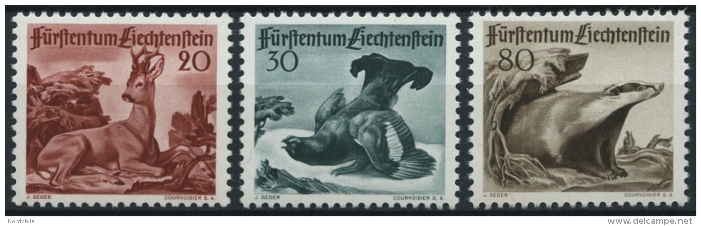 LIECHTENSTEIN 285-87 **, 1950, 3. Jagdserie, Prachtsatz, Mi. 90.- - Other & Unclassified