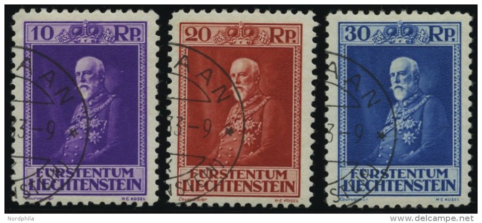 LIECHTENSTEIN 122-24 O, 1933, 80. Geburtstag, Prachtsatz, Mi. 150.- - Other & Unclassified