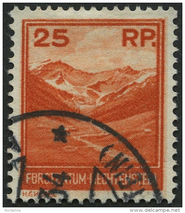 LIECHTENSTEIN 119 O, 1933, 25 Rp. Val&uuml;natal Und Naafkopf, Pracht, Mi. 100.- - Other & Unclassified