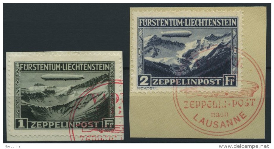 LIECHTENSTEIN 114/5 BrfStk, 1931, Graf Zeppelin, Rote Sonderstempel, 2 Prachtbriefst&uuml;cke, Mi (600.-) - Other & Unclassified