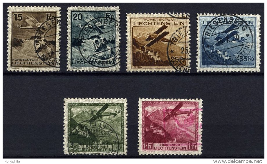 LIECHTENSTEIN 108-13 O, 1930, Flugzeug &uuml;ber Landschaften, &uuml;blich Gez&auml;hnter Prachtsatz, Mi. 300.- - Other & Unclassified