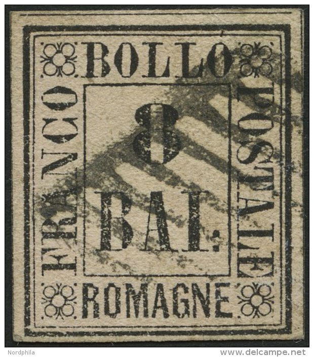 ROMAGNA 8 O, 1859, 8 Baj. Schwarz Auf Rosa, Pracht, Gepr. U.a. E. Diena Und Drahn, Mi. 2000.- - Romagna