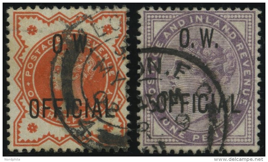 DIENSTMARKEN D 64/5 O, 1896, 1/2 Und 1 P. O.W., &uuml;blich Gez&auml;hnt Pracht, Mi. 180.- - Officials