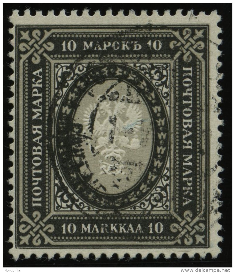 FINNLAND 54 O, 1901, 10 M. Schwarz/hellgrau, Pracht, Mi. 220.- - Other & Unclassified