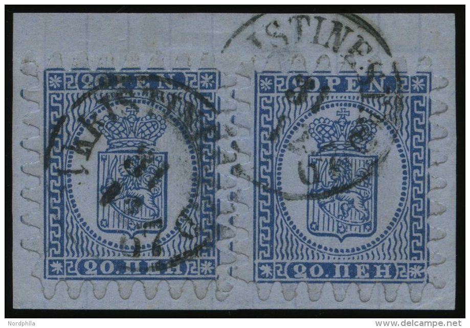 FINNLAND 8C BrfStk, 1866, 20 P. Blau, 2x Auf Briefst&uuml;ck, K1 KRISTINESTAD, Nur Linke Marke Eine Kurze Zunge Sonst Al - Other & Unclassified