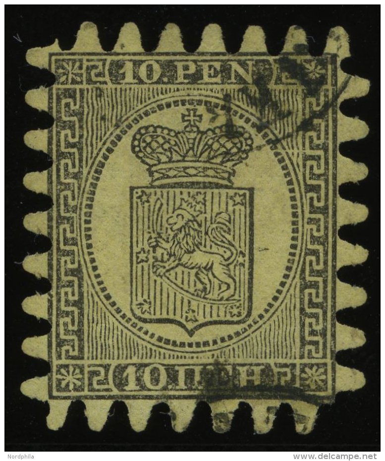 FINNLAND 7Cz O, 1870, 10 P. Schwarz Auf Strohgelb, Praktisch Alle Zungen, Pracht, Gepr. Diena - Other & Unclassified