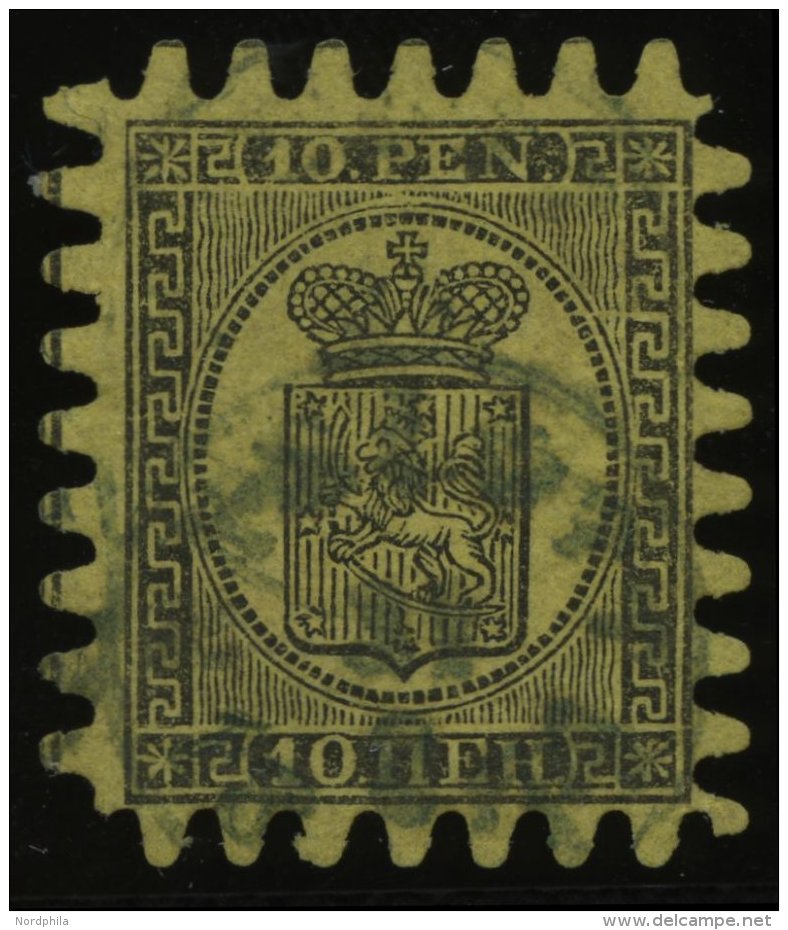 FINNLAND 7Cy O, 1873, 10 P. Schwarz Auf S&auml;misch, Praktisch Alle Zungen, Pracht - Other & Unclassified