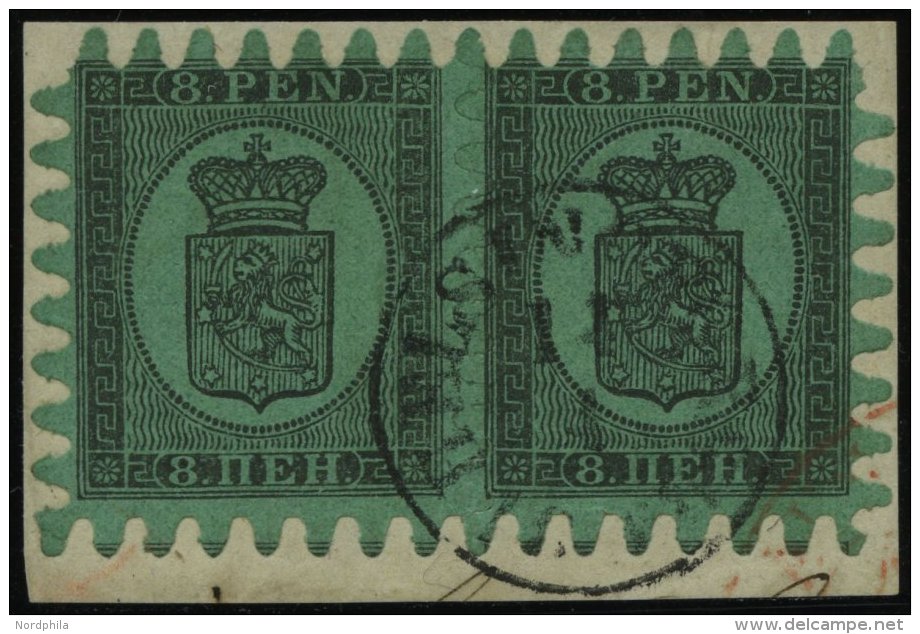 FINNLAND 6Cx Paar BrfStk, 1867, 8 P. Schwarz Auf Gr&uuml;n Im Waagerechten Paar Auf Briefst&uuml;ck, K1 HELSINGFORS, Bis - Other & Unclassified