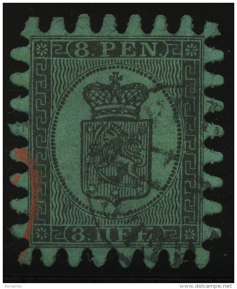 FINNLAND 6Cx O, 1867, 8 P. Schwarz Auf Gr&uuml;n, Praktisch Alle Zungen, Pracht - Other & Unclassified
