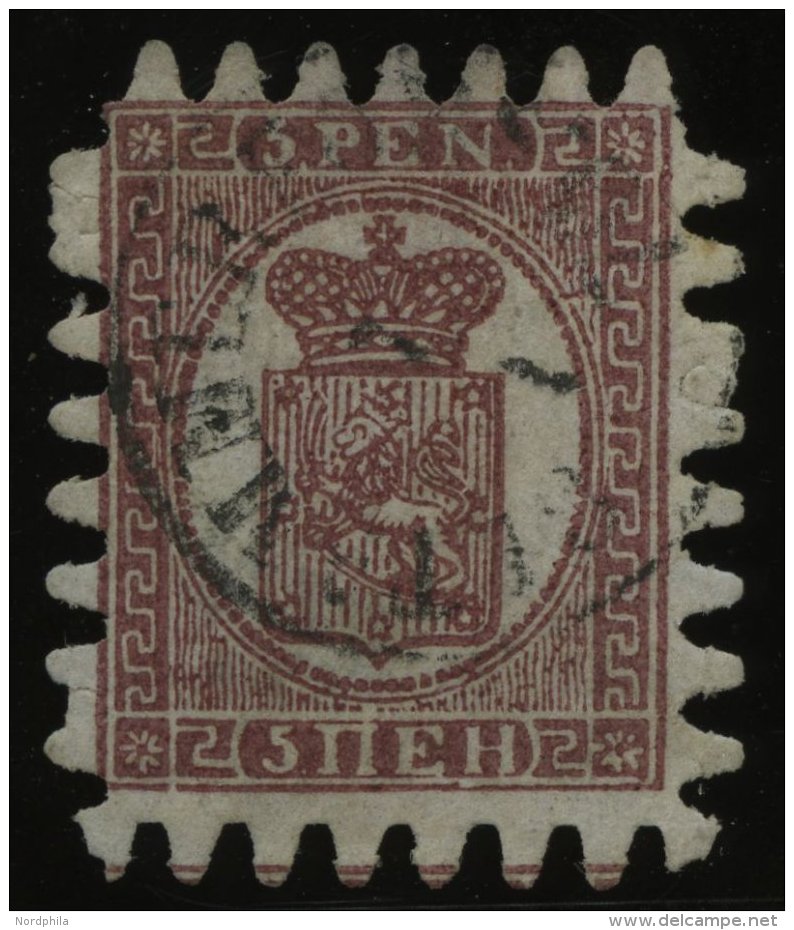 FINNLAND 5Cx O, 1867, 5 P. Braunlila Auf Blasslila, K1 TAMMERFORS, Praktisch Alle Zungen, Pracht - Other & Unclassified