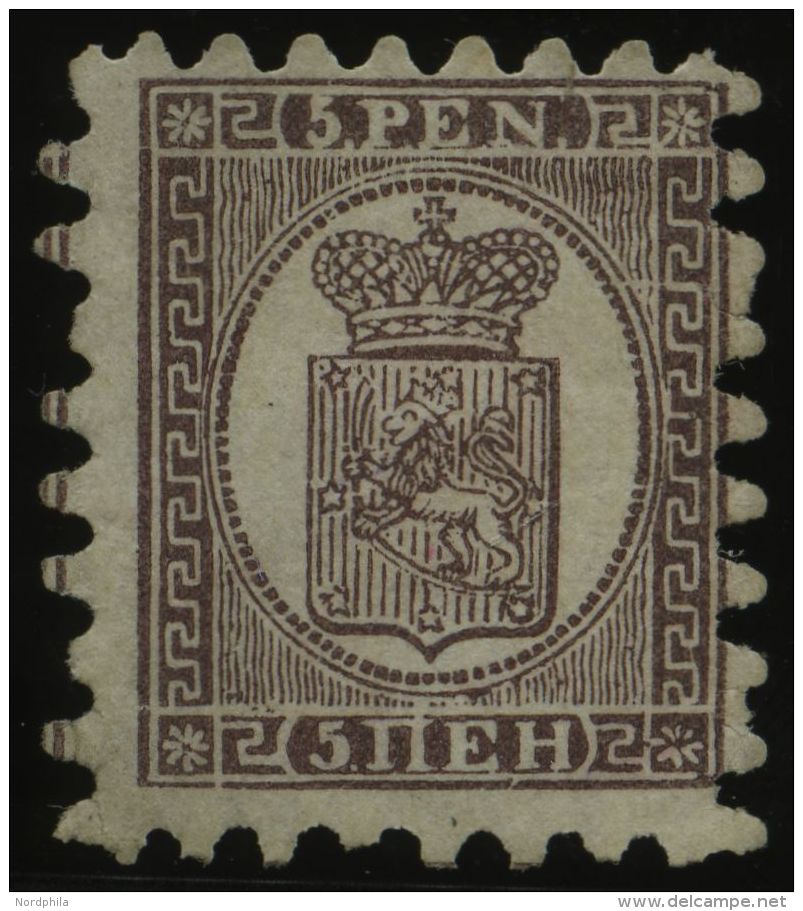 FINNLAND 5Bx (*), 1866, 5 P. Braunlila Auf Blasslila, Ein Paar K&uuml;rzere Zungen, Ohne Gummi, Feinst - Other & Unclassified