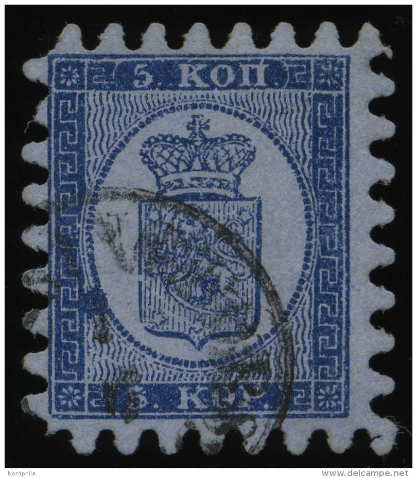 FINNLAND 3B O, 1865, 5 K. Blau Auf Graublau, Praktisch Alle Zungen, Pracht - Other & Unclassified