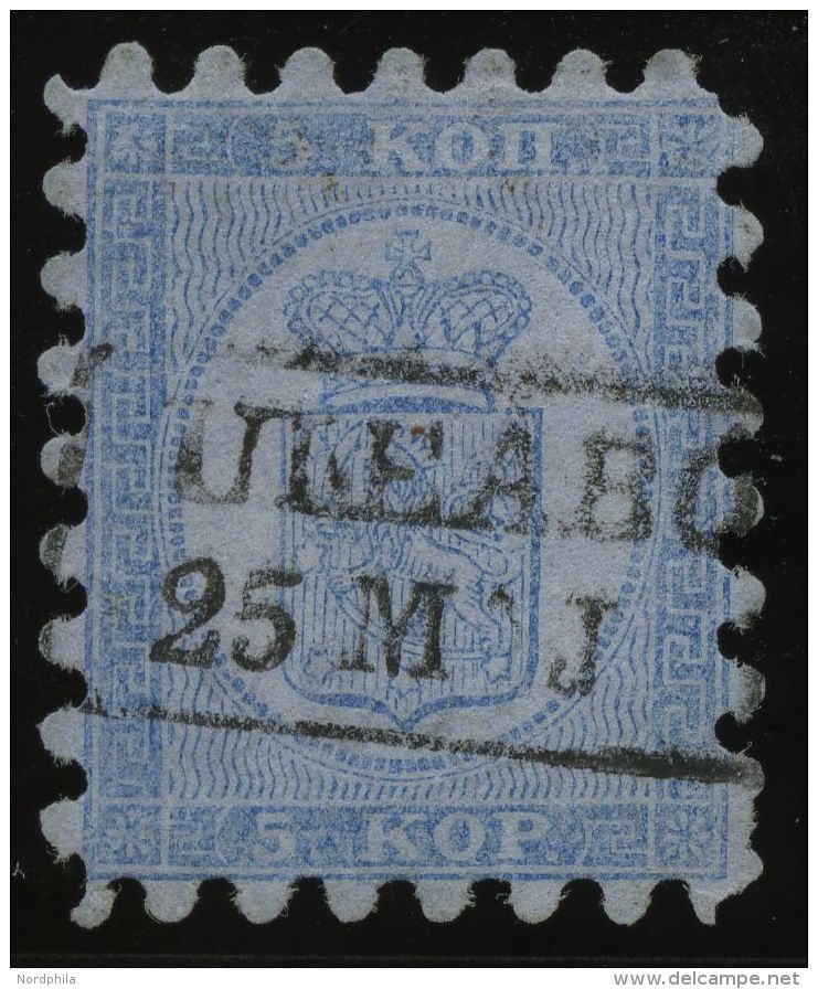 FINNLAND 3A O, 1860, 5 K. Hellblau, R2 ULEABORG, Alle Zungen, Pracht - Other & Unclassified