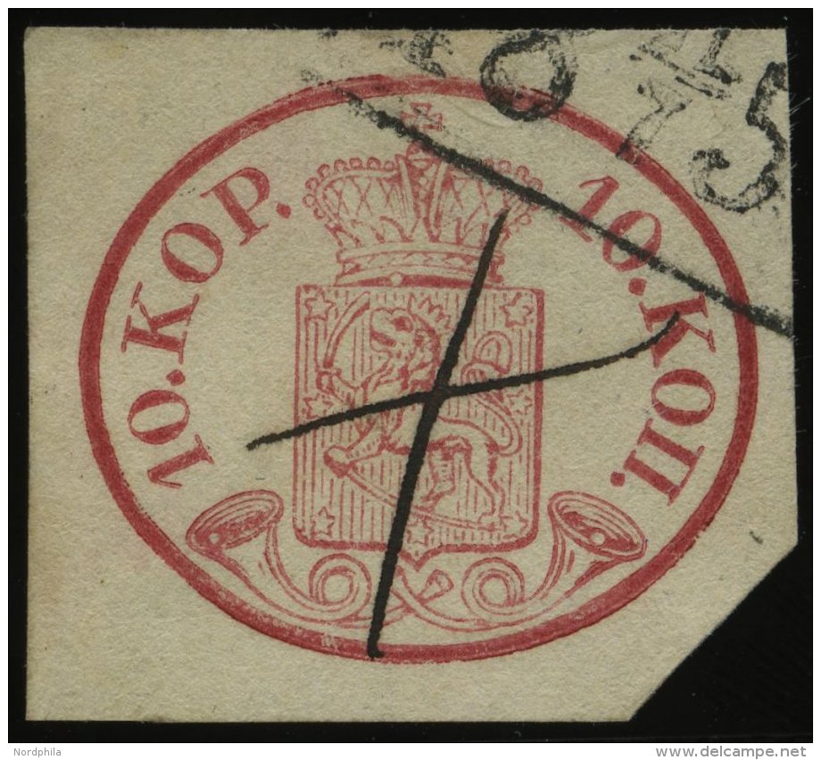 FINNLAND 2x ~ , 1856, 10 K. Karmin Mit Federkreuz Und Stempelfragment, Pracht - Other & Unclassified