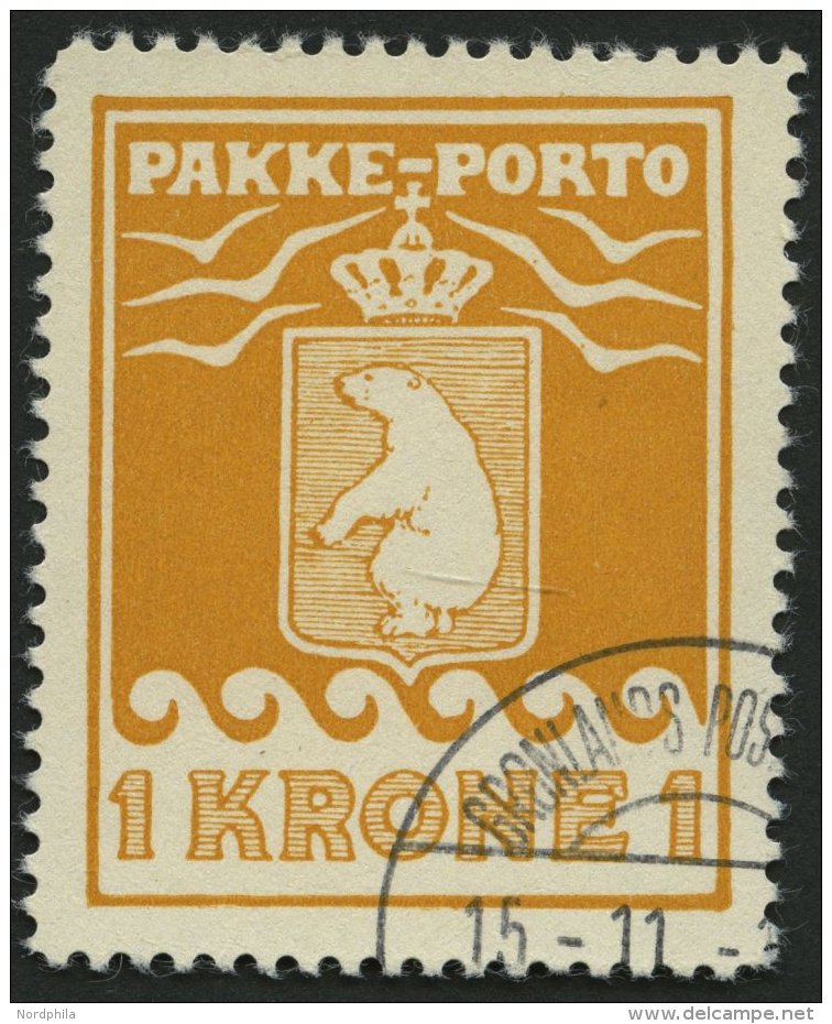 GR&Ouml;NLAND - PAKKE-PORTO 11B O, 1937, 1 Kr. Gelb, Gez&auml;hnt L 10 3/4, (Facit P 16), Pracht - Colis Postaux