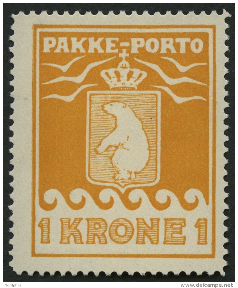 GR&Ouml;NLAND - PAKKE-PORTO 11A **, 1930, 1 Kr. Gelb, Gez&auml;hnt L 111/4, (Facit P 11), Pracht - Parcel Post