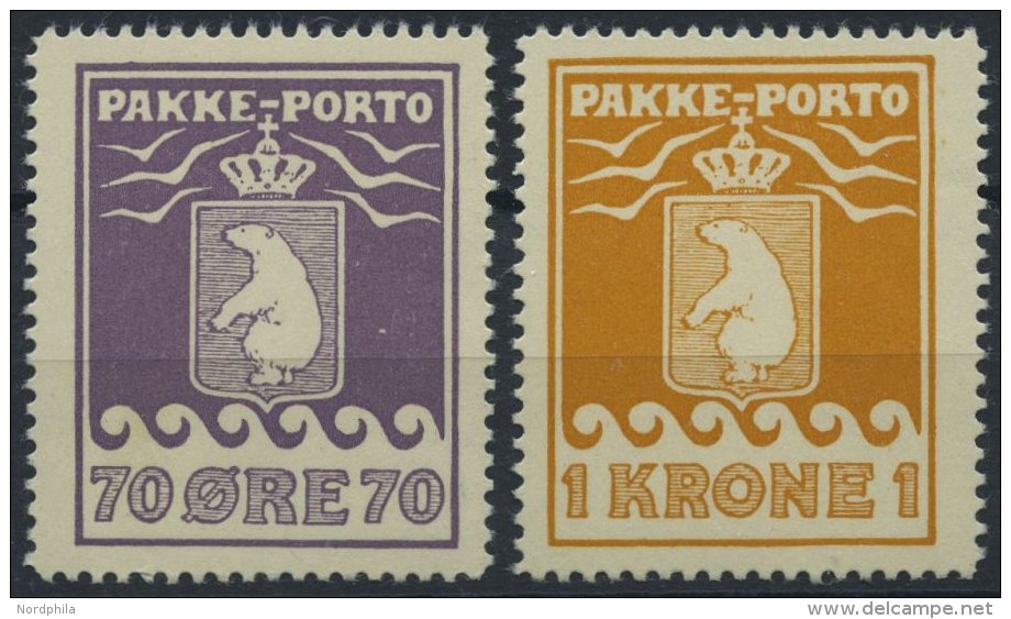 GR&Ouml;NLAND - PAKKE-PORTO 10/1B **, 1937, 70 &Oslash; Violett Und 1 Kr. Gelb, Gez&auml;hnt L 10 3/4(Facit P 15/6), 2 P - Parcel Post