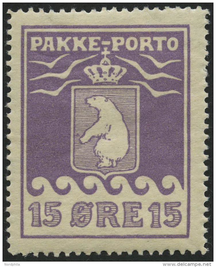 GR&Ouml;NLAND - PAKKE-PORTO 8A *, 1923, 15 &Oslash; Violett, (Facit P 8IIv), Mit Abart Ball Vor Der Vordertatze, Falzres - Parcel Post