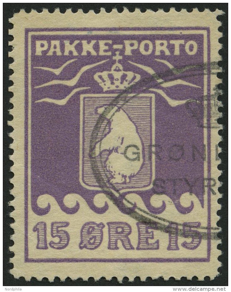 GR&Ouml;NLAND - PAKKE-PORTO 8A O, 1923, 15 &Oslash; Violett, (Facit P 8II), Pracht - Parcel Post