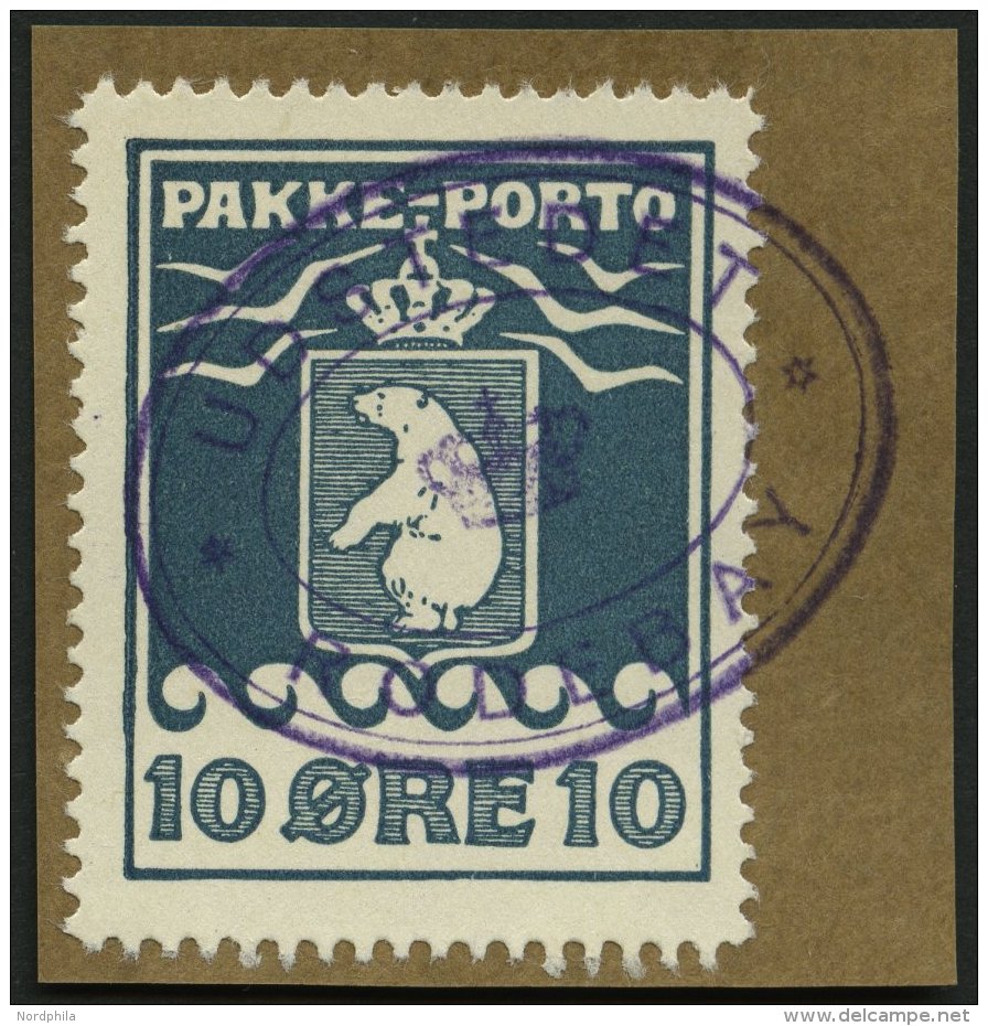 GR&Ouml;NLAND - PAKKE-PORTO 7B BrfStk, 1937, 10 &Oslash; Gr&uuml;nlichblau, Gez&auml;hnt L 10 3/4, (Facit P 10), Violett - Parcel Post