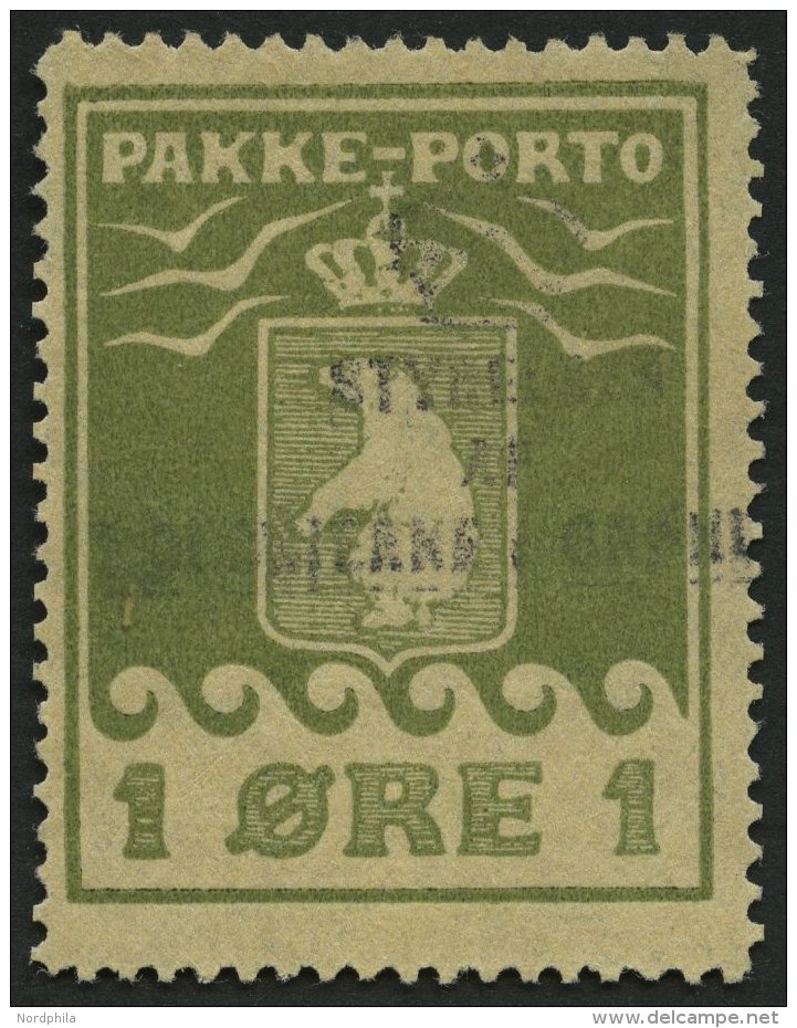 GR&Ouml;NLAND - PAKKE-PORTO 4A O, 1919, 1 &Oslash; Gr&uuml;noliv, (Facit P 4II), Pracht - Parcel Post