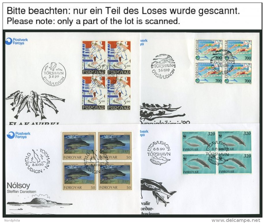 F&Auml;R&Ouml;ER 182-210 VB BRIEF, 1989/90, Komplette Partie In Viererblocks Auf FDC, Pracht - Faroe Islands