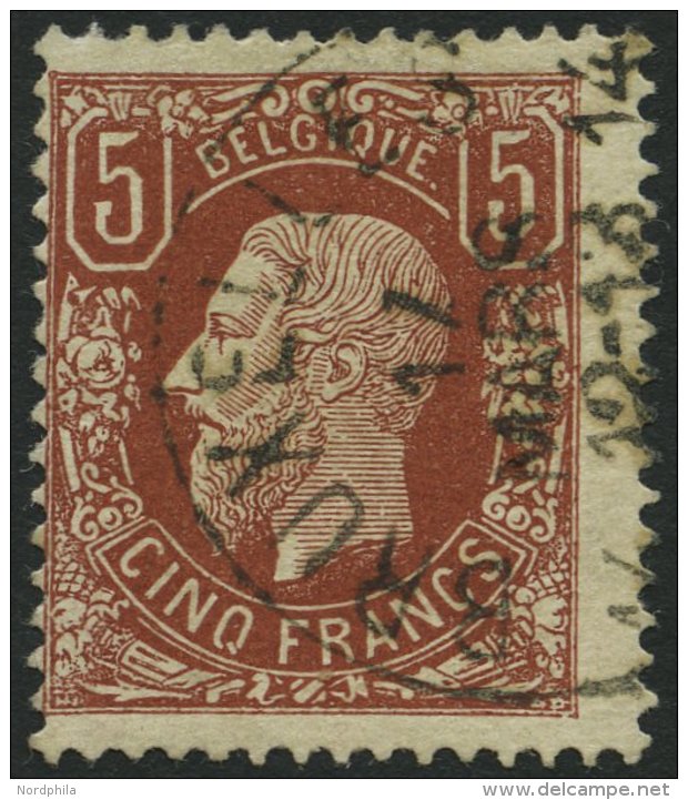 BELGIEN 34b O, 1878, 5 Fr. Rotbraun, Pracht, Gepr. U.a. Drahn, Mi. 1600.- - Belgium