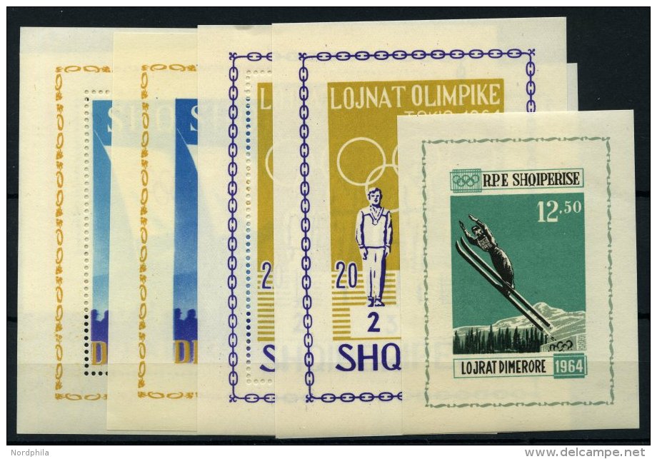 ALBANIEN Bl. **, 1963, 8 Verschiedene Blocks Olympische Spiele: Bl. 19A/B, Bl. 20/1, Bl. 22/3, Bl. 26A/B, Pracht, Mi. 21 - Albanien