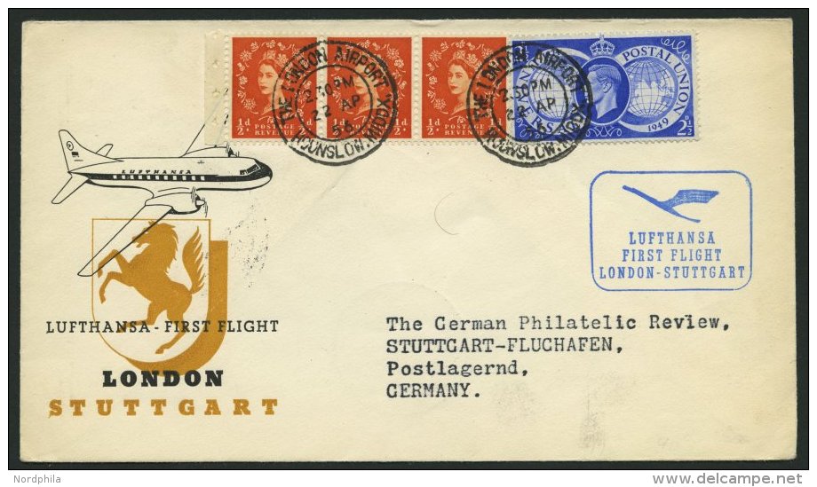 DEUTSCHE LUFTHANSA 55 BRIEF, 22.4.1956, London-Stuttgart, Brief Feinst - Used Stamps