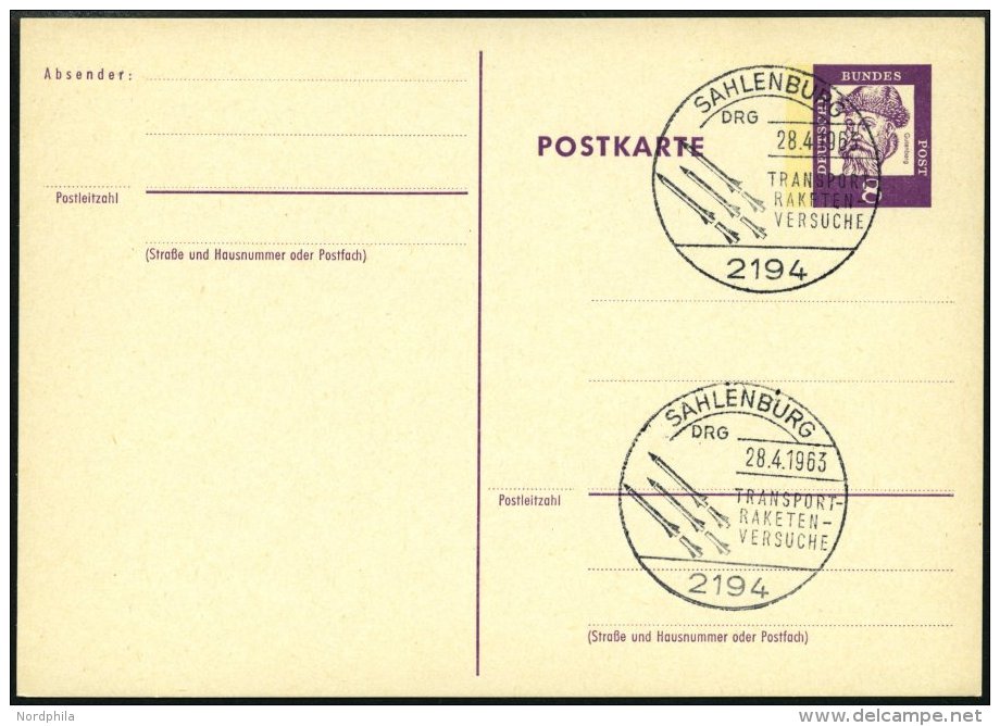 GANZSACHEN P 73 BRIEF, 1962, 8 Pf. Gutenberg, Postkarte In Grotesk-Schrift, Leer Gestempelt Mit Sonderstempel SAHLENBURG - Collections