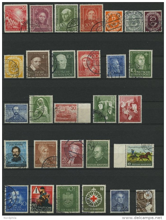 LOTS O, 1949-55, Gestempelte Partie Von 55 Verschiedenen Mittleren Werten, Saubere Bedarfserhaltung/feinst, Mi. 630.- - Used Stamps