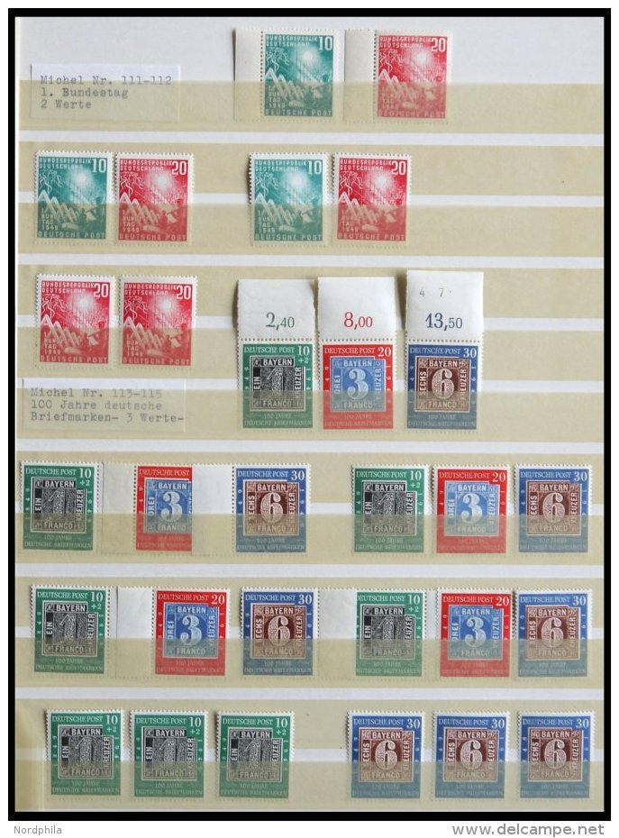 LOTS **, Postfrische Saubere Lagerpartie Bundesrepublik Von 1949-1956 Mit Allen Guten Ausgaben Ca. 3-10x, Ohne Posthorns - Other & Unclassified