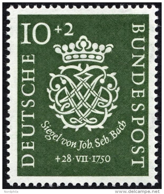 BUNDESREPUBLIK 121 **, 1950, 10 Pf. Bach, Pracht, Mi. 60.- - Used Stamps