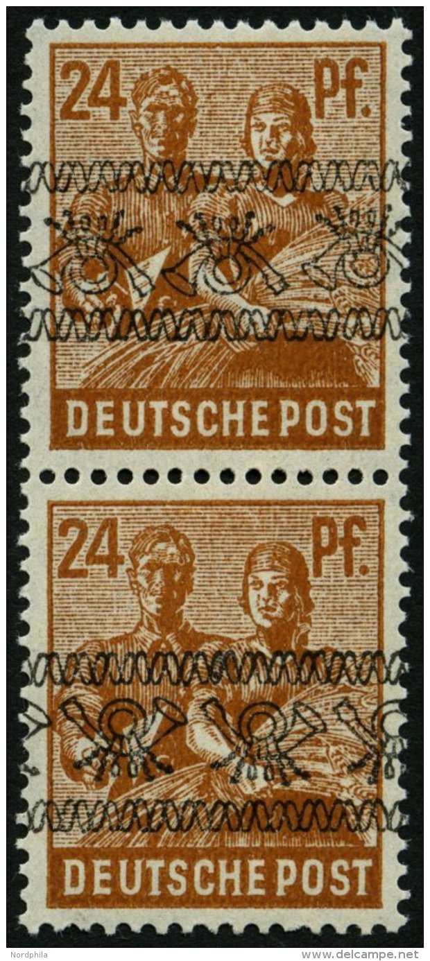 AMERIK. U. BRITISCHE ZONE 44INKb **, 1948, 24 Pf. Bandaufdruck Im Kehrdruckpaar, Obere Marke Kopfstehender, Untere Norma - Other & Unclassified