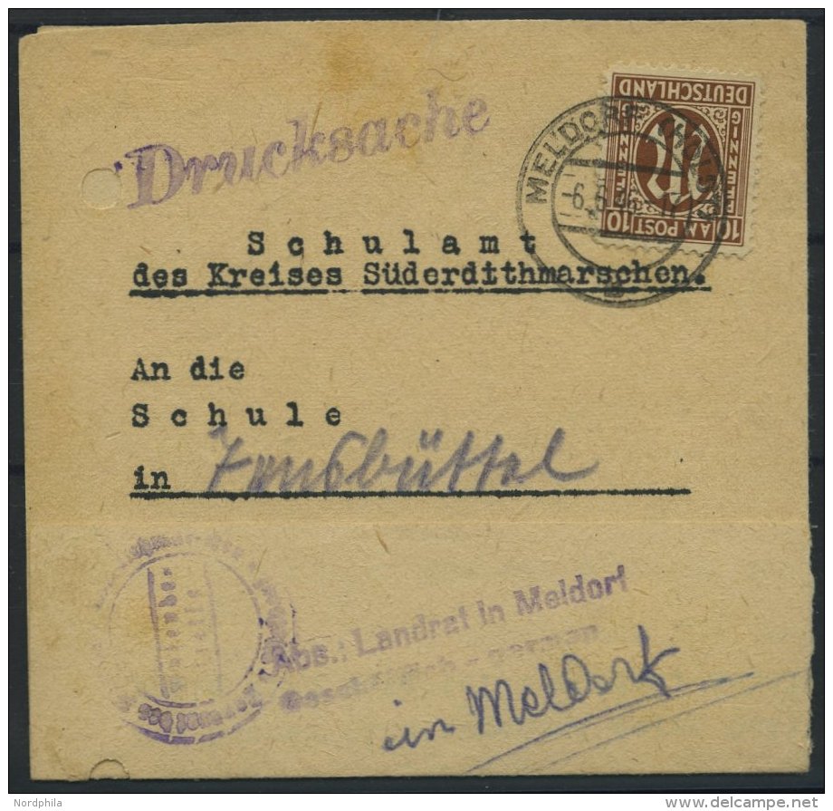 AMERIK. U. BRITISCHE ZONE 6 BRIEF, 1946, 10 Pf. Dunkelorangebraun, Einzelfrankatur Auf Drucksache Des Kreisschulamtes Au - Sonstige & Ohne Zuordnung