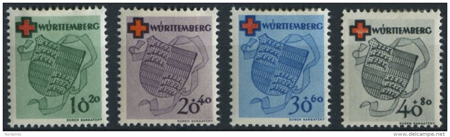 W&Uuml;RTTEMBERG 40-43 *, 1949, Rotes Kreuz, Falzrest, Prachtsatz, Mi. 80.- - Other & Unclassified