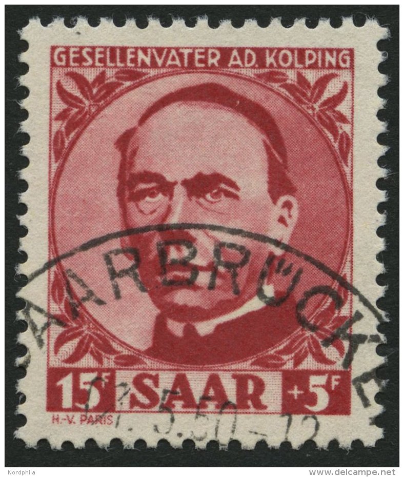 SAARLAND 289 O, 1950, 15 Fr. Kolping, Pracht, Gepr. Geigle, Mi. 100.- - Other & Unclassified