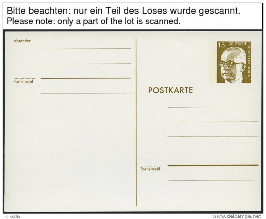 GANZSACHEN P 90b BRIEF, 1973, 15 Pf. Heuss In D&uuml;nnen Lettern, Wei&szlig;, Ungebraucht, 10 Prachtkarten, Mi. 165.- - Collections